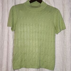 REQUIREMENTS WOMENS RIBBED SHORT SLEEVE Turtleneck SWEATER SIZE SMALL ACRYLIC